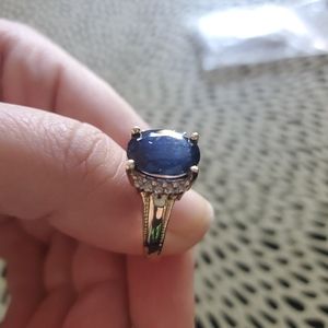 14k gold with diamonds and sapphire